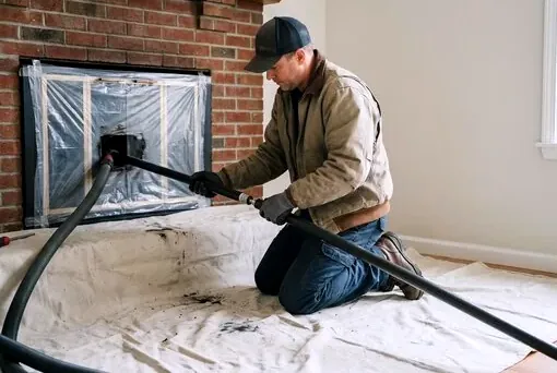 Tidy chimney sweep inside a Meadowmont home